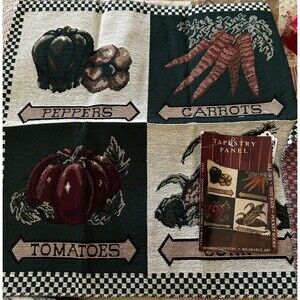 Vintage 18" x18” Vegetable Tapestry Panel for Crafts Pillow Top Bag Framed